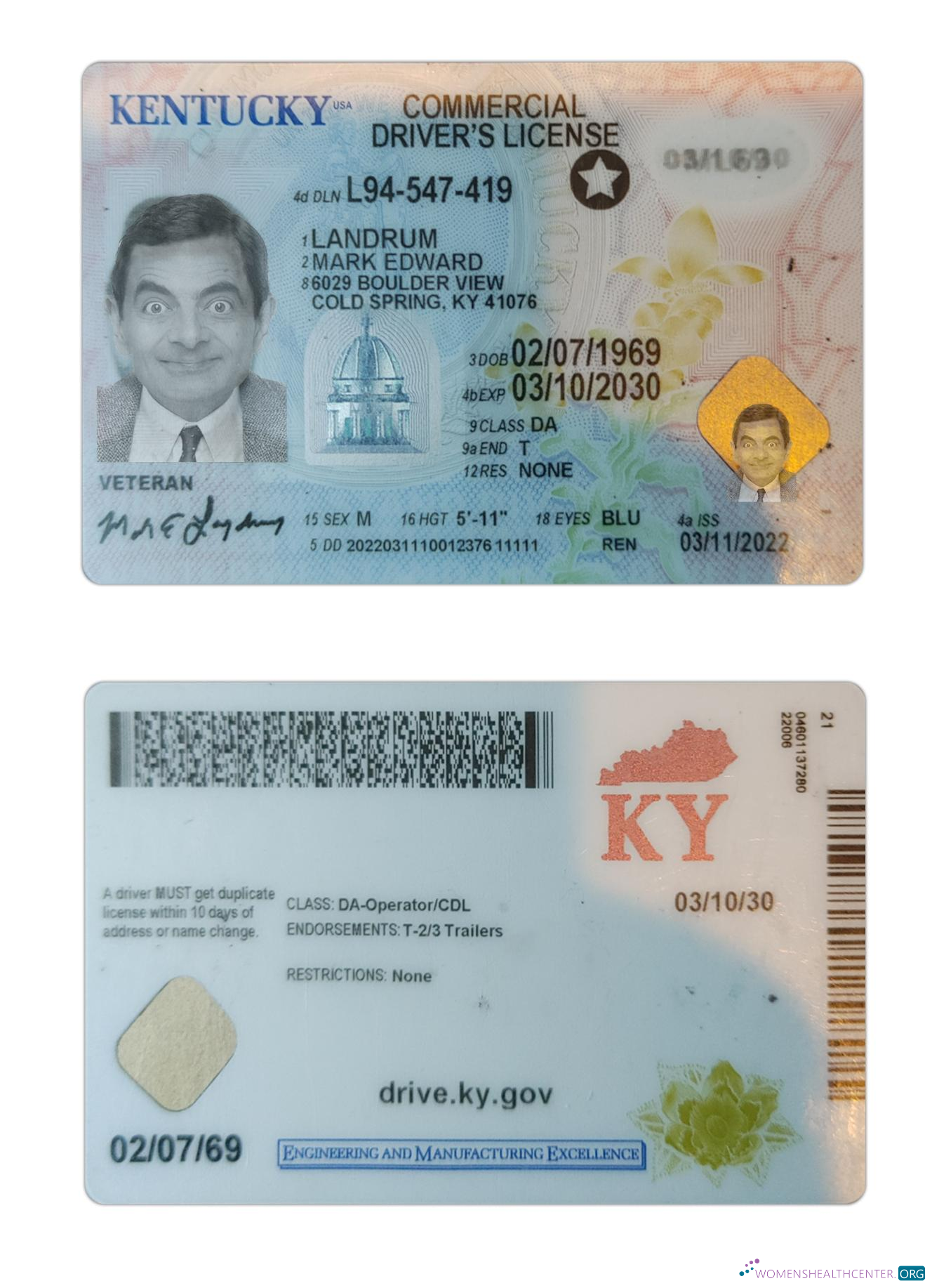 download USA Kentucky driving license 2022 present